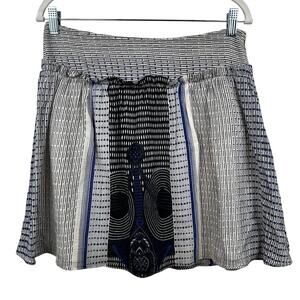 Anthropologie Edme' & Esyllte Skirt Cotton Short Flare Black White Blue 6 Boho